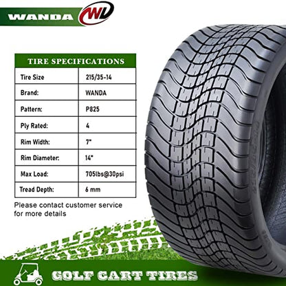 WANDA 215/35-14 Golf Cart ATV Tires 4 Ply 215/35x14 14009 - size: 215/35-14