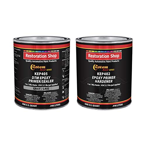 Custom Shop, Gray DTM Epoxy Primer/Sealer 2.1 VOC, 1:1 Mix, 1/2 Gallon Kit - color: Gray, size: 32 Fl Oz (Pack of 2)
