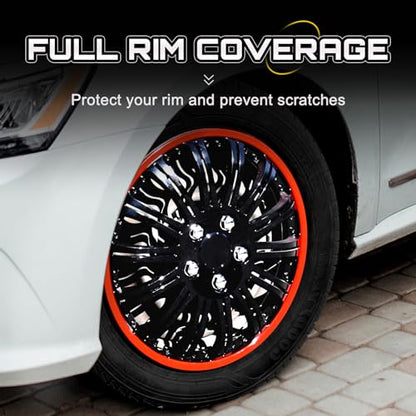 Akcsport Premium Hubcaps Wheel Covers for Toyota Nissan Kia Volkswagon 15 inch to 17 inch (Royal Black, 15 Inch) - size: 15 Inch, style: Royal Black