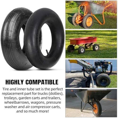 (2-Set) AR-PRO 4.80/4.00-8" Tire and Inner Tube Set - Universal Replacement Tires and Inner Tubes with 15.5" Outer Tire Diameter and 4.80" Tire Width - Fits on Dollies, Trolleys, Wagons, and More - size: 4.80/4.00-8