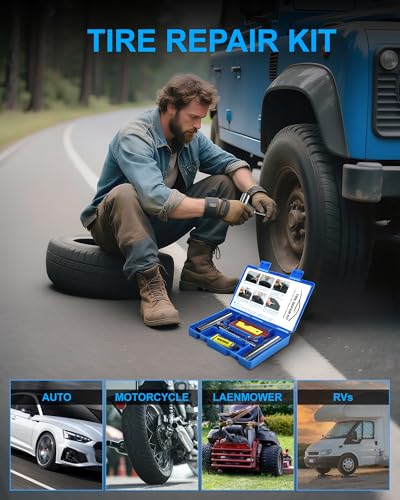 Tire Repair Kit with Plugs, Tire Plug Kit Heavy Duty Professional for Car, ATV, Motorcycle, Truck, Flat Tire Emergency Repair (Boxed Type - 16 PCs) - style: Boxed Type - 16 PCs
