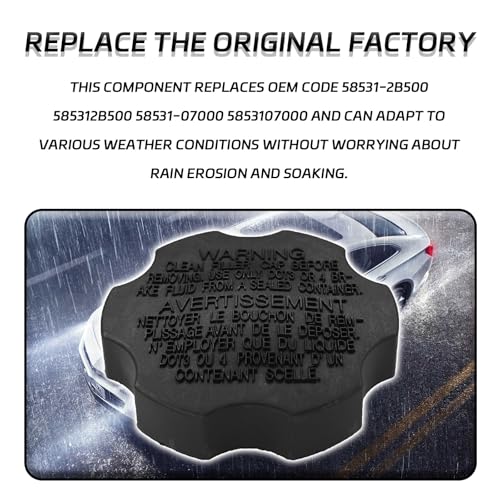 Brake Master Cylinder Reservoir Tank Cap Brake Fluid Cap Replacement OEM 58531-07000 & 585312B500 Compatible with Hyundai Accent Azera Elantra Santa Fe Sonata Tucson Kia Optima Soul Sorento