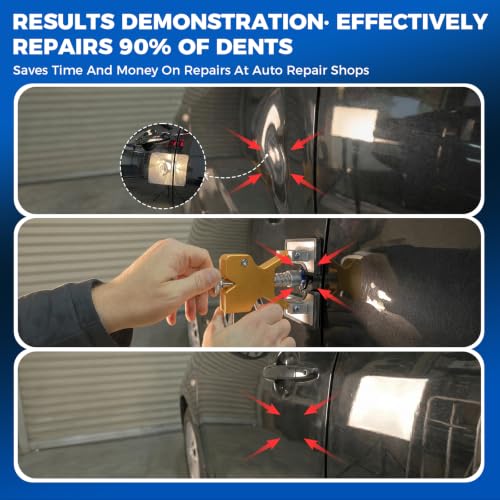 DISEN 101Pcs Paintless Dent Removal Kit, Car Dent Repair Tool Set with Bridge Puller, T-Slide Hammer, Glue Gun & Adhesive Sheets, for Dents, Dings, Creases and Hail Damage - size: 101 PCS