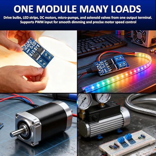 6 PCS Dual High-Power MOSFET Trigger Switch Drive Module, Upgrade 0-20KHz PWM Adjustment Electronic Switch Control Board Motor Speed Controller, Lamp Brightness Control, DC 5V-36V 400W, 15A (Max 30A)