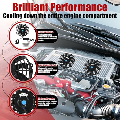 7" Universal Electric Radiator Fan Push Pull Slim Fan High Performance Cooling Fan 80W 12V Mount Kit 1PCS - size: 7 inch- 1PC