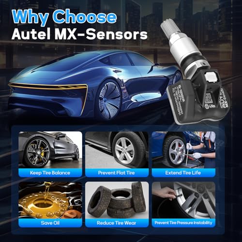 Autel TPMS Sensors 4pcs, 2in1 315MHz+433MHz Universal Tire Pressure Sensor