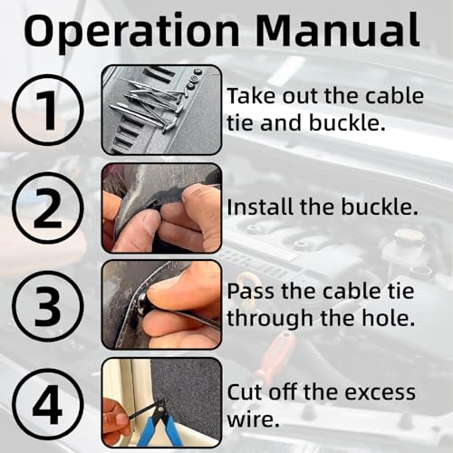 200pcs Nylon Universal Cable Tie Buckle for Car Heavy Duty Auto Body Fasteners With Buckles Plastic Rivet Zip for Bumper Fender Liner & Door Panel One-Way Locking Includes Cutting Pliers