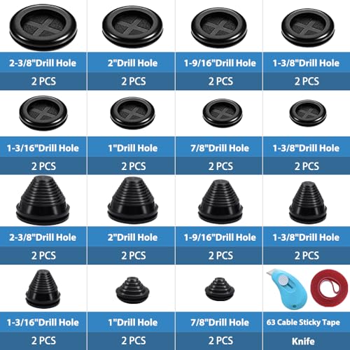 Vrupin 32 Piece Closed Rubber Grommet Firewall Solid Closed Hole Plug Kit, Tower and Round Double Sided Rubber Hole Plugs for Wire Electrical Plumbing Systems. - size: 15 Sizes-Black