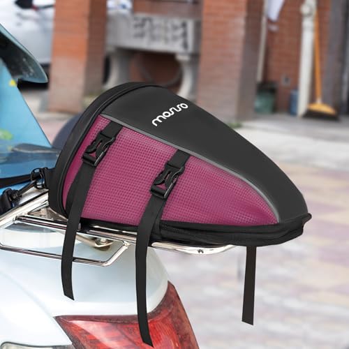 MOSISO Motorcycle Tail Bag Waterproof Polyester Storage Saddle Bag,Rose Red - color: Rose Red