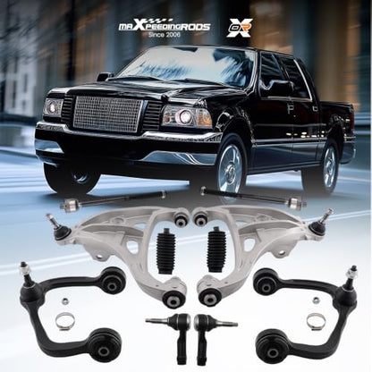 maXpeedingrods 4WD 10Pcs Front Upper & Lower Control Arms w/Ball Joints for 2004-2008 Ford F-150 2006-2008 Lincoln Mark LT, 2 Tie Rods 2 Boots OE#K80308 K80403 - size: 10PCS