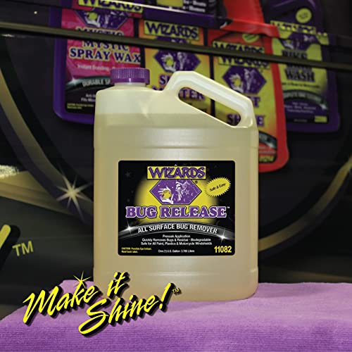 Wizards Bug Release - All Surface Bug Remover and Wash for All Vehicles - Softens and Neutralizes Acidic Bug Protein - Doubles as Spot Cleaner and Pre-Soak Car Cleaner - 1 Gallon - size: 128 Fl Oz (Pack of 1)