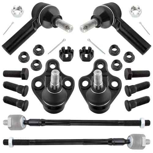 K9756 ES2382 EV303 Front Inner & Outer Tie Rod Ends Lower Ball Joints for Chevrolet Prizm 1998-2002 Geo Prizm 1996-1997 Toyota Corolla 1996-2002, Pack of 6