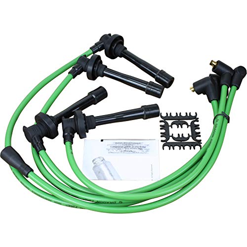 DRAGON FIRE PERFORMANCE 8.5mm Green Ignition Spark Plug Wire Set For All 1992-2002 Acura Honda Integra Civic B-Series V-Tech All 1.6L 1.8L B16 B17 B18 B20 JDM Replaces HE64 Oem Fit PWTD-DF-G