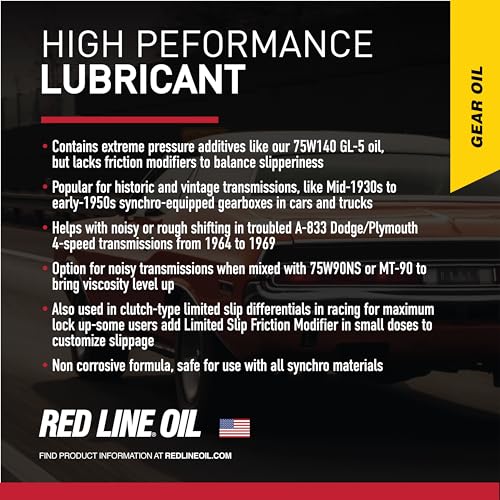 Red Line 57104 75W140 Non-Limited Slip Synthetic Gear Oil - 1 Quart