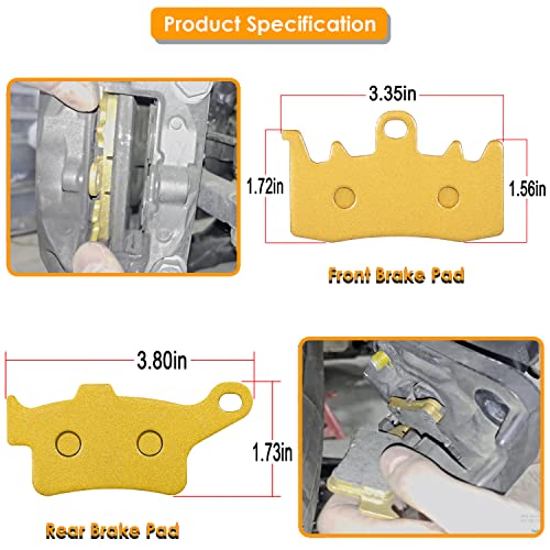 Front + Rear Brake Pads for Can Am Spyder RS GS SE5 SM5 RT RT-S LTD RS-S Roadster 2013-2026, Heavy Duty Ceramic Disc Metal Replacement Brake Pads Kit (3 Sets)
