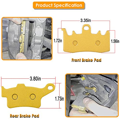 Front + Rear Brake Pads for Can Am Spyder RS GS SE5 SM5 RT RT-S LTD RS-S Roadster 2013-2026, Heavy Duty Ceramic Disc Metal Replacement Brake Pads Kit (3 Sets)