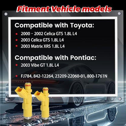 4-Pack Fuel Injectors Set | Compatible with Toyota Celica 2000-2003 Matrix Pontiac Vibe 2003 1.8L L4| Replaces FJ784 842-12264 23209-22060-01 - size: 4 X FJ784
