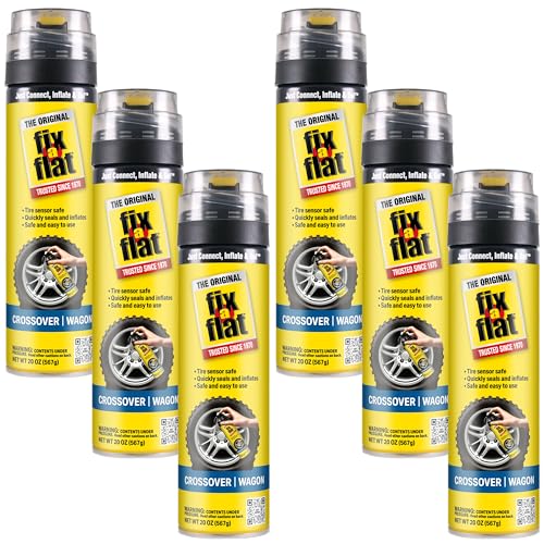 Fix-A-Flat S60430-6PK Aerosol Emergency Flat Tire Repair and Inflator, for Large Tires, Eco-Friendly Formula, Universal Fit for All Cars and Small Trucks/SUVs, 20 oz. (Pack of 6) - size: Crossover / Wagon (Pack of 6)