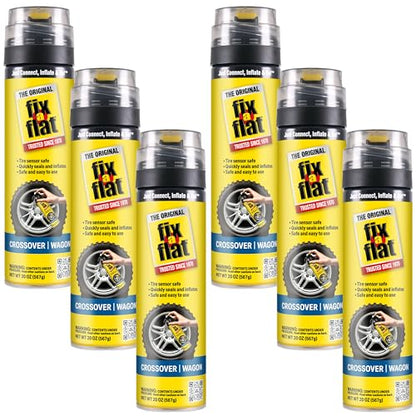 Fix-A-Flat S60430-6PK Aerosol Emergency Flat Tire Repair and Inflator, for Large Tires, Eco-Friendly Formula, Universal Fit for All Cars and Small Trucks/SUVs, 20 oz. (Pack of 6) - size: Crossover / Wagon (Pack of 6)