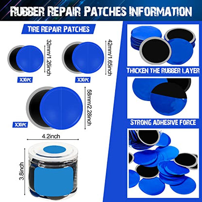 Tallew 90 Pieces Tire Repair Patch Tube Patch Auto Tire Repair Tool Natural Rubber Tyre Puncture for Car Truck Bike Motorcycle Wheel 32 mm 42 mm 58 mm