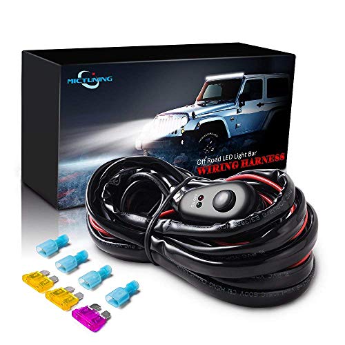 MICTUNING LED Light Bar Wiring Harness Off Road Power 40A Relay Fuse ON-Off Switch (2 Lead) - size: Wiring Harness Kit(2 Lead)
