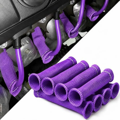 Spark Plug Wire Heat Sleeves 8 Pack High Temperature Protection up to 2500°F for SBC BBC 350 454(Purple) - color: Purple