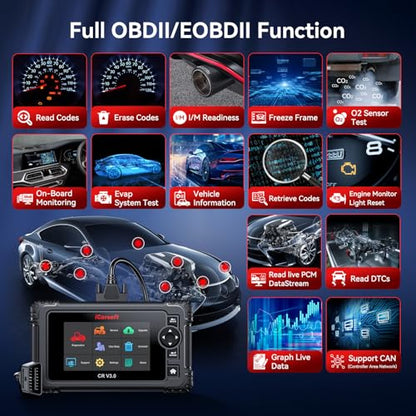 Bidirectional OBD2 Scanner Diagnostic Tool, iCarsoft CR V3.0 Vehicle Scan Tool 45 Reset+38 Extra Services,All System, Active Test Code Reader, Auto VIN, Free Update