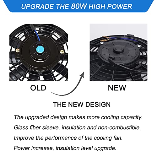9 Inch Universal High Performance Electric Radiator Cooling Fan 12V 80W with Fan Mounting Kit - style: 9" Curved