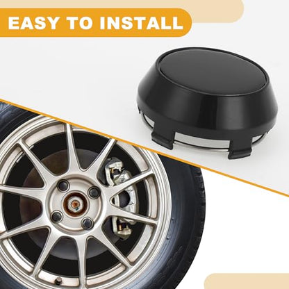 4 Pcs 60 mm 2.36" OD - Universal Car Wheel Hub Center Caps - Auto Hub Covers Scratch Resistant Rustproof - Durable Plastic Black