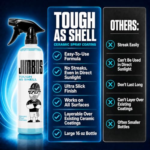JIMBO'S TOUGH AS SHELL CERAMIC SPRAY – Super Slick, Streak-Free Protection for Paint, Glass, Trim & More | Easy-to-Use Hybrid Ceramic Coating with UV Protection | 16oz - size: 16 Fl Oz (Pack of 1)
