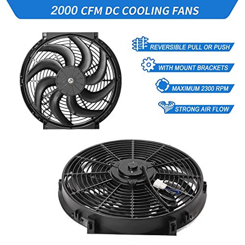14 Inch Universal Radiator Fan High Performance Push/Pull 12V with Fan Mounting Kit Black - style: 14" Curved