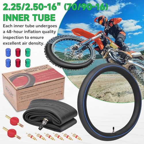 2.25/2.50-16" (70/90-16) Heavy Duty Mini Dirt Bike Inner Tube TR4 Staight Valve Stem Tire Tube XR 75 80 CRF 80F Dirt ike Pit Bikes Off Road Tyre Tubes 70/90-16 Motorcycle Inner Tire - size: 2.25/2.50-16" 2pcs