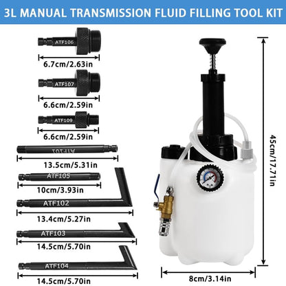 altivox 3L Transmission Fluid Pump Manual Oil Transfer Pump Fluid Transfer Pump Oil Filling Filler System Tool Extractor Tool Kit with Adapters