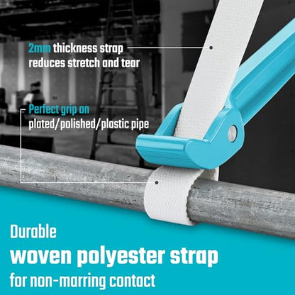 DURATECH Strap Wrench 12" Handle, Adjustable Nylon Strap Pipe Wrench, Blue - color: Blue, size: 12 Inch