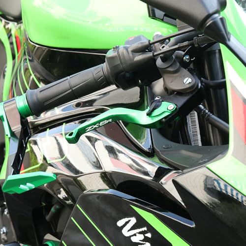 Short Brake Clutch Levers Compatible with K.awasaki Ninja ZX6R 2019 2020 2021 2022 2023 2024 2025 2026 | Front Shorter Levers Handles ZX-6R ZX 6R ZX636 Ninja636 Accessories (Green) - color: Green