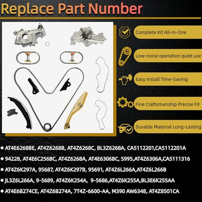 Timing Chain Kit with Water & Oil Pump for Ford Lincoln 3.5L 3.7L 11-19