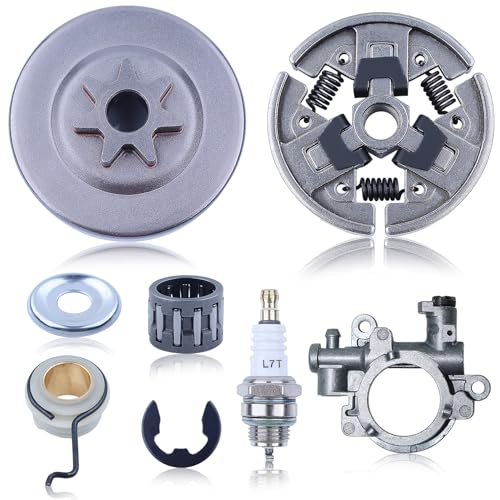 3/8" 7T Sprocket Clutch Drum Oil Pump Kit for Stihl MS290 MS310 MS390 Chainsaw, Clutch Drum with Oil Pump Worm Gear Spark Plug Replacement Parts 1125 160 2002, 1125 640 2000, 1127 160 2051