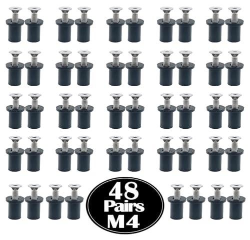48 Pairs M4 Neoprene Rubber Well Nuts for Kayak with Brass Inserts - size: 48 Pairs 4mm Neoprene Well Nuts
