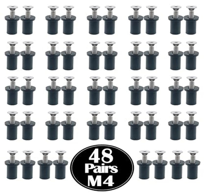 48 Pairs M4 Neoprene Rubber Well Nuts for Kayak with Brass Inserts - size: 48 Pairs 4mm Neoprene Well Nuts