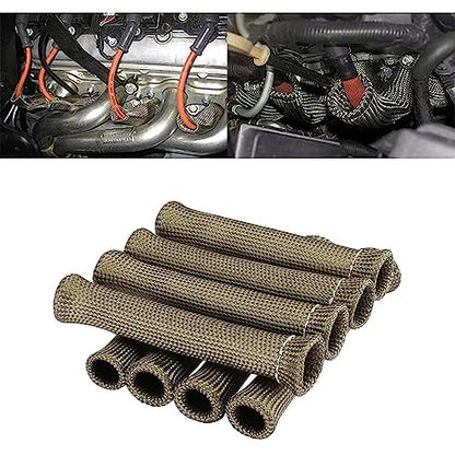 Spark Plug Wire Heat Shield Spark Plug Wire Heat Shield Sleeve Spark Plug Boot Protector Boots Wrap for SBC BBC 350 454 8PCS Plug Wire Covers - 2500F High Temp （titanium） - color: Titanium