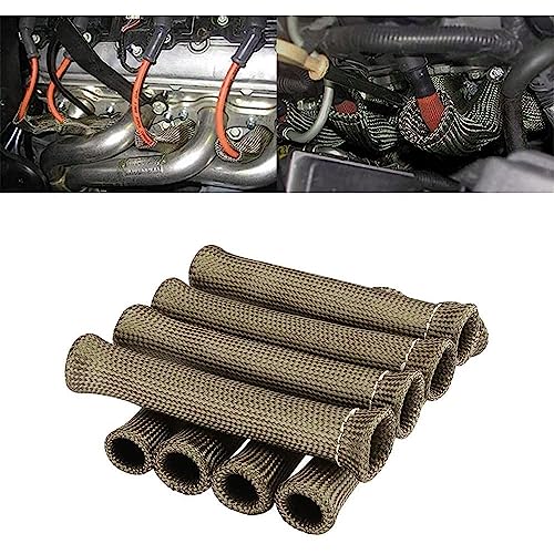 Spark Plug Wire Heat Shield Spark Plug Wire Heat Shield Sleeve Spark Plug Boot Protector Boots Wrap for SBC BBC 350 454 8PCS Plug Wire Covers - 2500F High Temp （titanium） - color: Titanium