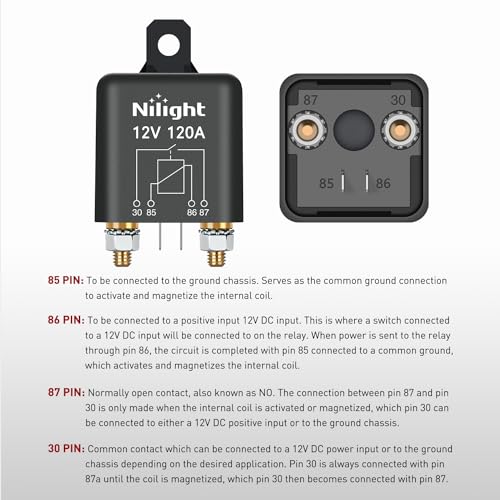 Nilight 2PC 12V 120A 4 Pin SPST Starter Relay W/Copper Lugs for Car RV - color: 120A-2PC