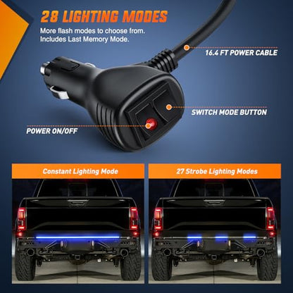 Nilight 60 Inch 360 LED Tailgate Strobe Light Strip Blue - color: 60" Tailgte Strobe Blue