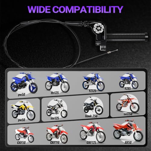 Motorcycle Twist Throttle 7/8" 22mm with Throttle Cable CNC Assembly Universal for CRF KLX SSR TTR DRZ CT200U 125 150 200 250cc Dirt Pit Bike ATV Mini Bike Black - color: black
