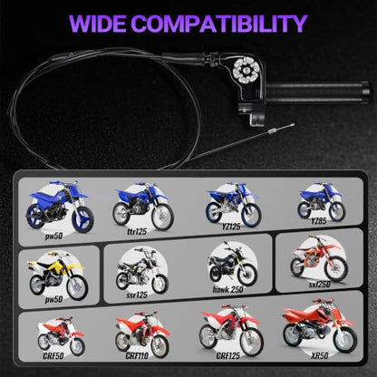 Motorcycle Twist Throttle 7/8" 22mm with Throttle Cable CNC Assembly Universal for CRF KLX SSR TTR DRZ CT200U 125 150 200 250cc Dirt Pit Bike ATV Mini Bike Black - color: black