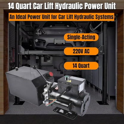3.5 Gal/14 Quart Hydraulic Power Unit, 2.2kw 220V Single-Acting