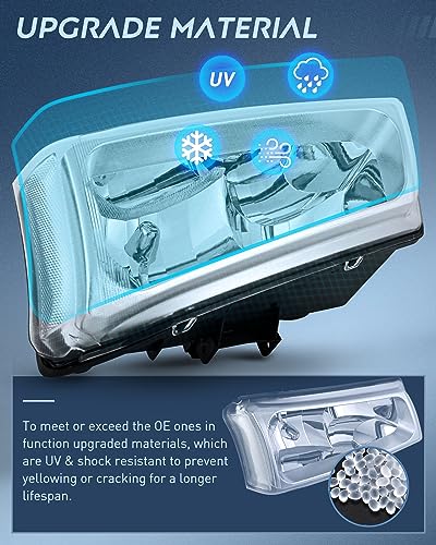 Nilight Headlight Assembly for 2003 2004 2005 2006 Chevy Silverado Avalanche 1500 1500HD 2500 2500HD 3500 Chevrolet Pickup Replacement Headlamp Housing Bumper Lamp Set - color: Chrome Housing + Clear Reflector