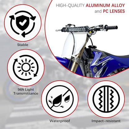 Dirt Bike Light Bar, 60W 2500LM Motorcycle Headlight Bar Kit Switch