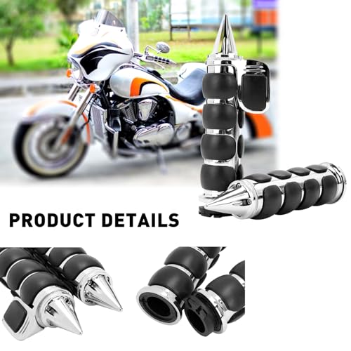 DREAMIZER 25.4MM Motorcycle Handlebar Grips 1 inch Compatible with Honda Shadow Spirit 750 Valkyrie Fury VTX1300 VTX1800 VT400 VT750 VT1100 - Smooth - style: Piont-chrome With Big Throttle