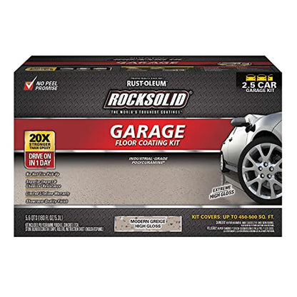 Rust-Oleum RockSolid Garage Floor Coating Kit, Modern Greige, 2.5 Car Kit - color: Modern Greige, size: 2.5 Car